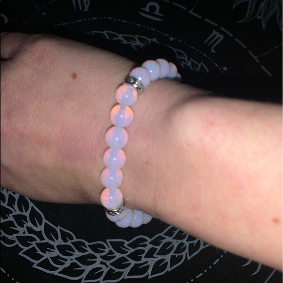 New✋🏼made AAAAA Pink Opal Natural 💎Stone Stretch Bracelet w Zircon Rondell’s - Picture 11 of 14